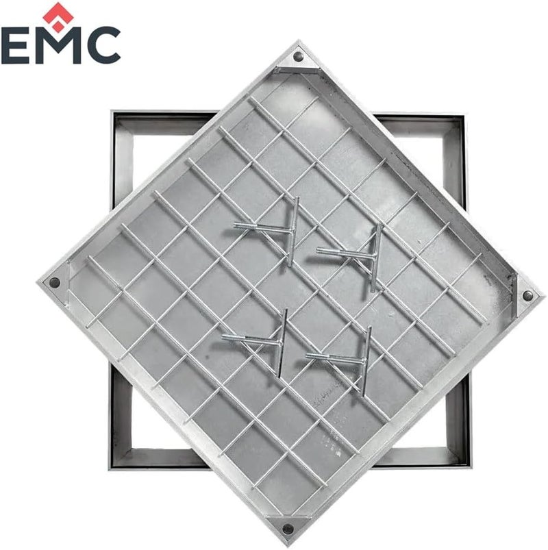 EMC غطاء فتحة مانهوled للأرضية مدمج من EMC، صينية بلاط من الألمنيوم، مربع (80X80) - Image 4